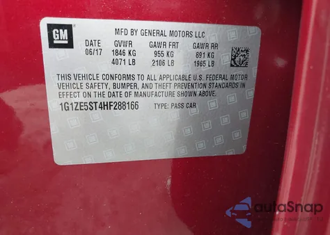 2017 Chevrolet Malibu 1Lt из США, поврежденный, VIN 1G1ZE5ST4HF288166